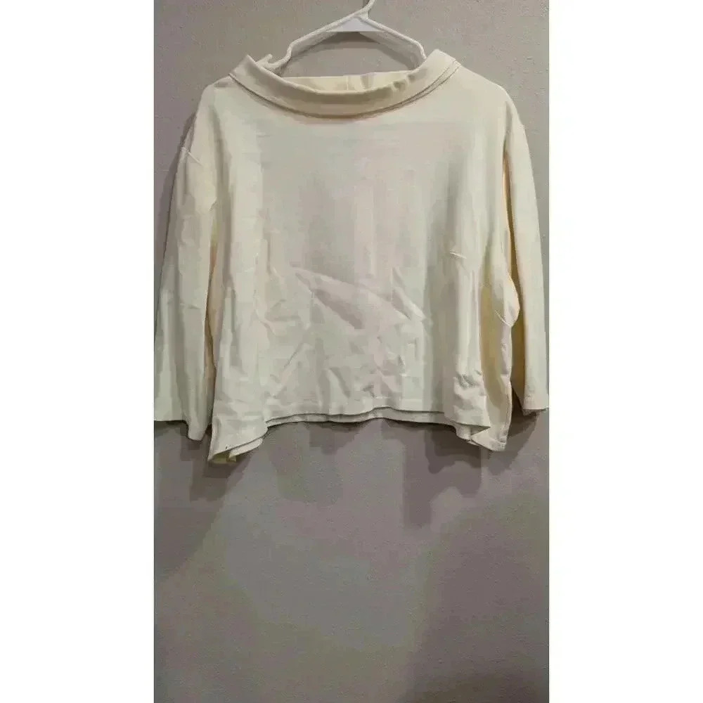 Women's crop cowl neck cream shirt by Laura Byrnes California size 4x